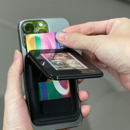 Porte-Carte Magnétique & Support avec Écran E-Ink NFC – Personnalisation Instantanée - Photo Changeable à Volonté pour iPhone